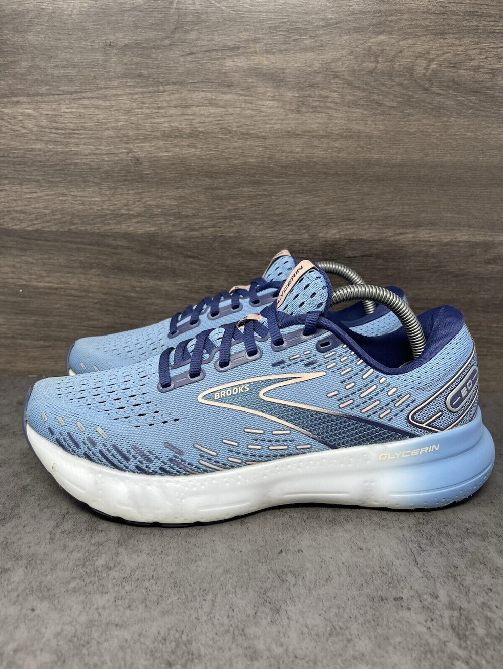 Brooks Glycerin 20 Size 10.5 Womens Blue Peach DNA LOFT v3 Running Shoes B